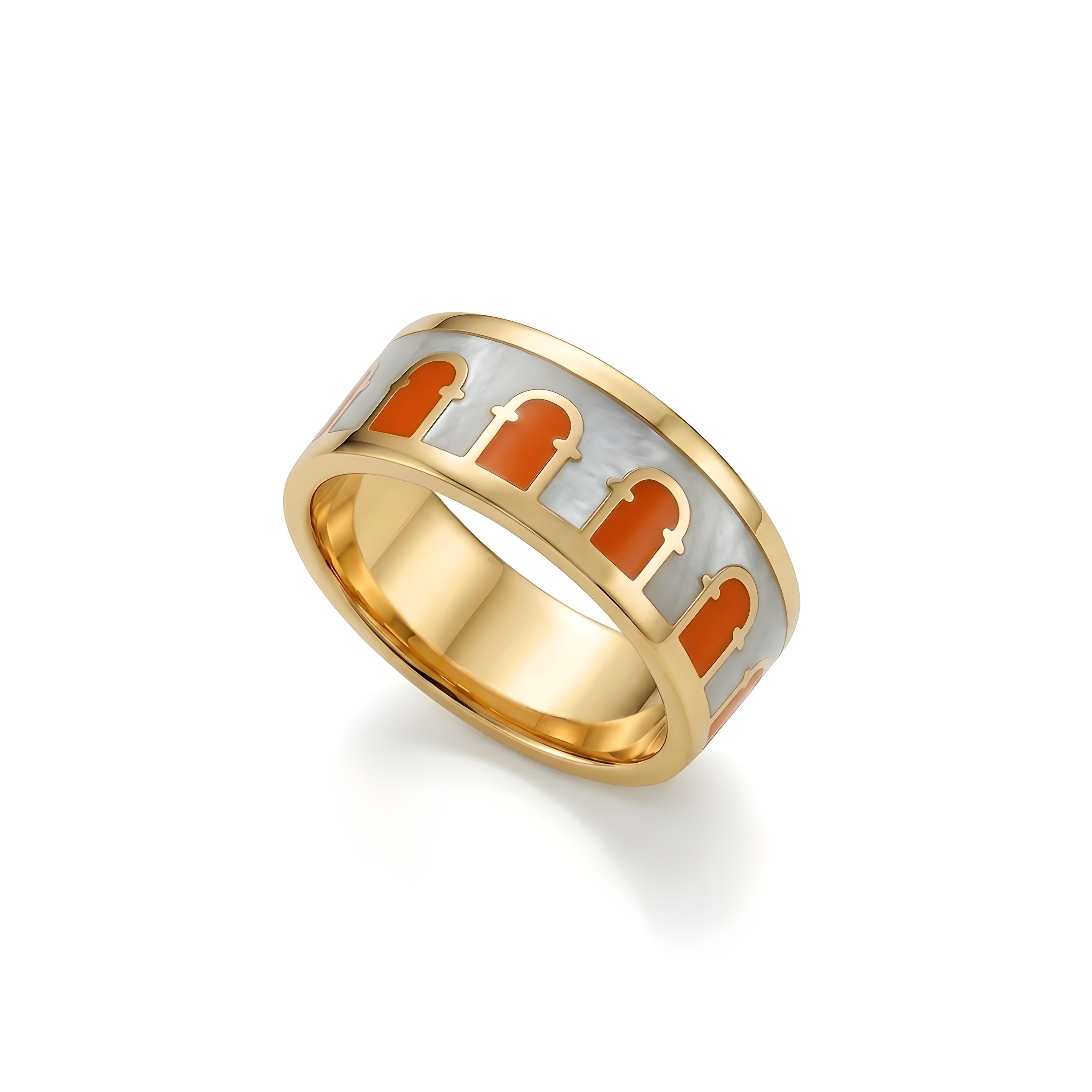 COLLESEUM Ring – Weiß-Orange-Emaille