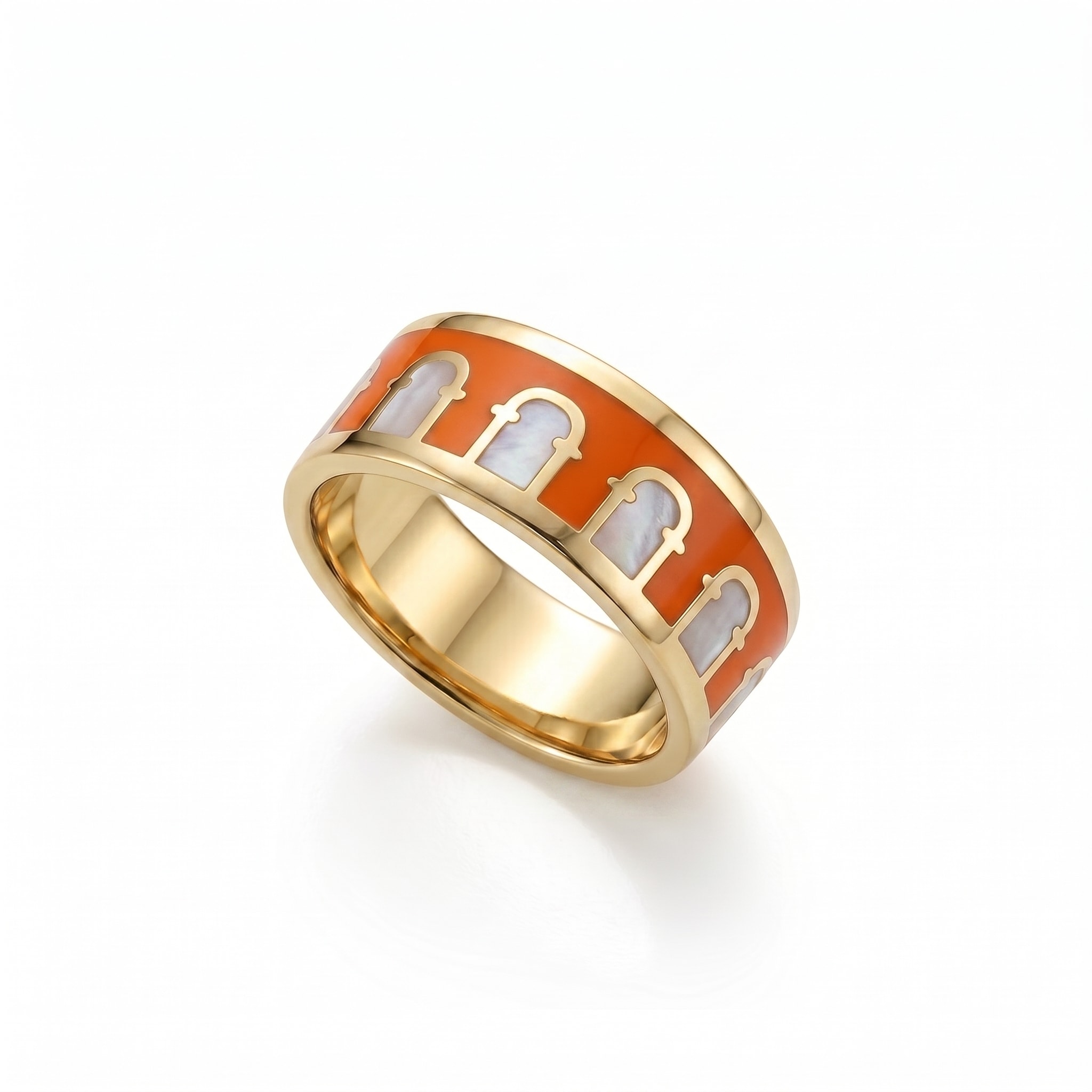 COLLESEUM Ring – Orange-Weißer Emaille